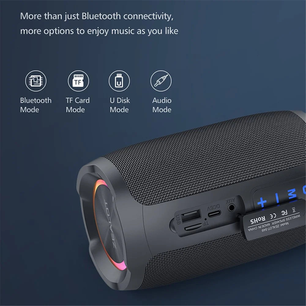 ZEALOT S49 Portable Rechargeable Bluetooth-compatible Speaker 20W Waterproof Heavy Bass Wireless Music Subwoofer - 2