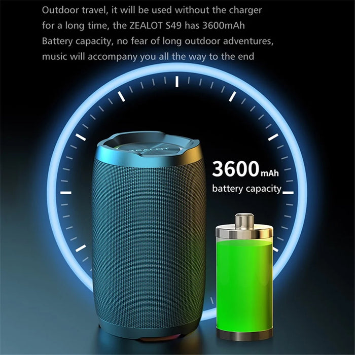 ZEALOT S49 Portable Rechargeable Bluetooth-compatible Speaker 20W Waterproof Heavy Bass Wireless Music Subwoofer - 4