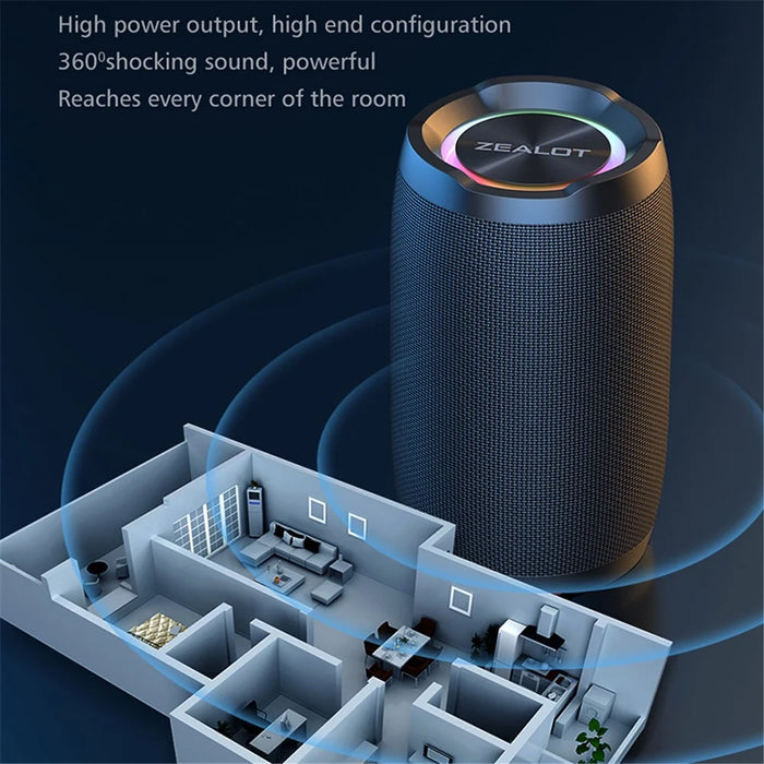 ZEALOT S49 Portable Rechargeable Bluetooth-compatible Speaker 20W Waterproof Heavy Bass Wireless Music Subwoofer - 6