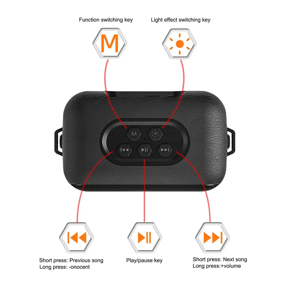 WINJOIN WJ-B88 Portable Rechargeable Bluetooth-compatible Speaker FM Radio RGB Light Wireless Music Subwoofer - Black - 2