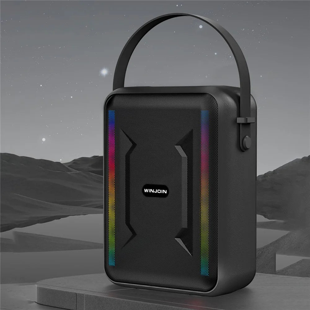 WINJOIN WJ-B88 Portable Rechargeable Bluetooth-compatible Speaker FM Radio RGB Light Wireless Music Subwoofer - Black - 3