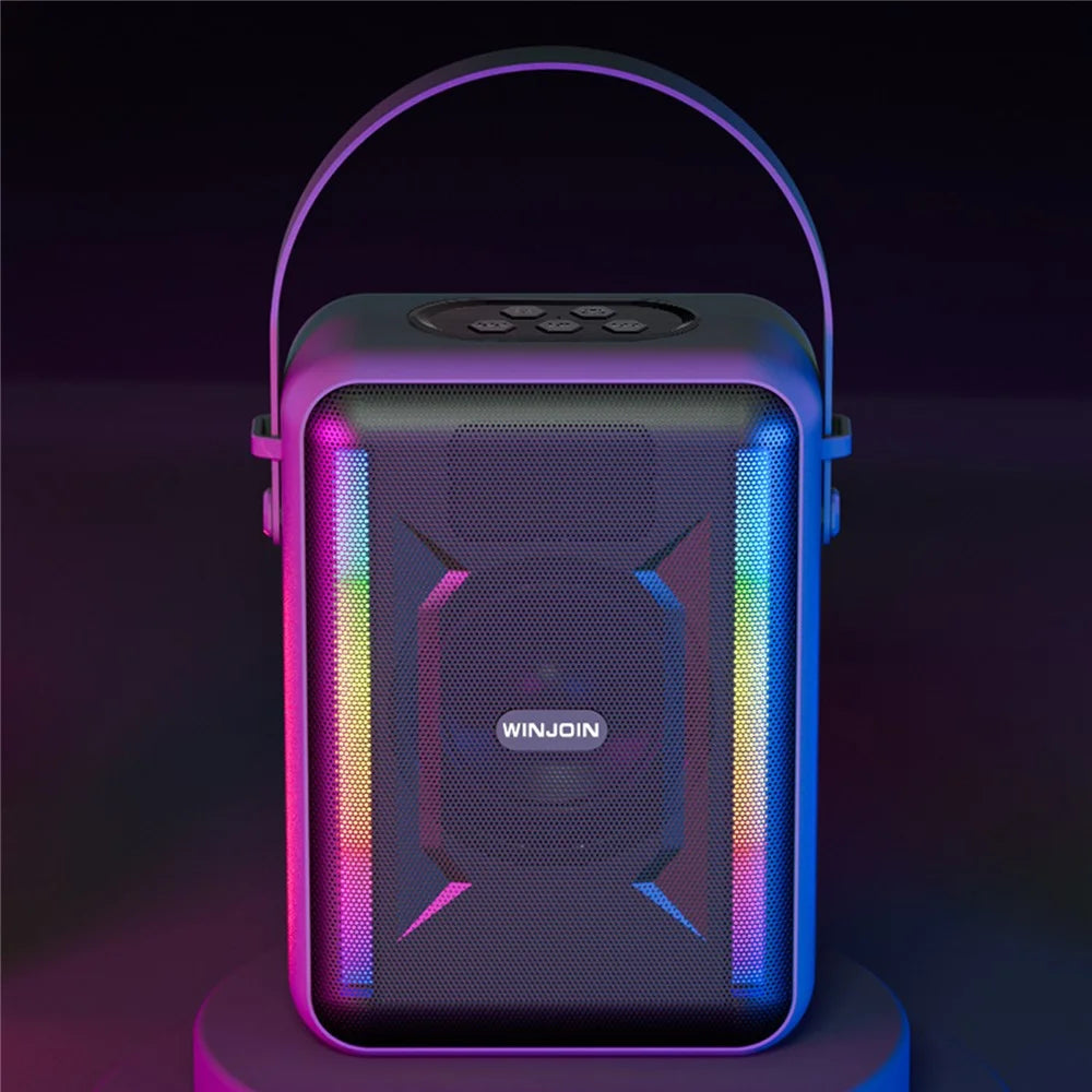 WINJOIN WJ-B88 Portable Rechargeable Bluetooth-compatible Speaker FM Radio RGB Light Wireless Music Subwoofer - Black - 4