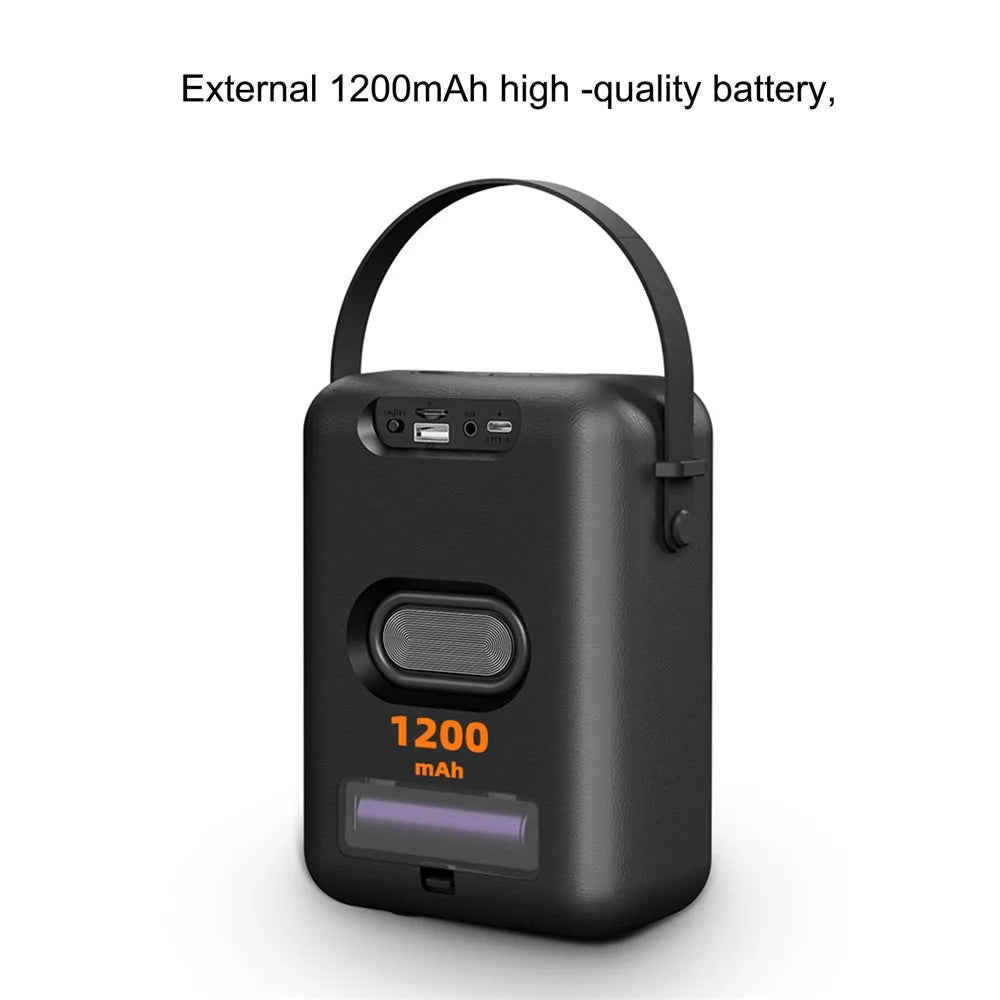 WINJOIN WJ-B88 Portable Rechargeable Bluetooth-compatible Speaker FM Radio RGB Light Wireless Music Subwoofer - Black - 5