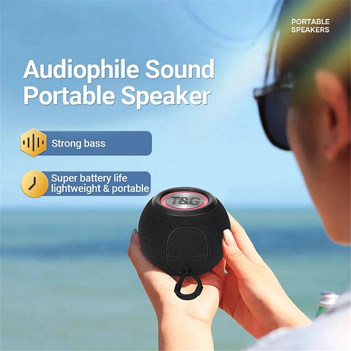 T&G TG337 Portable Speaker Wireless Bluetooth-compatible 3D Stereo Subwoofer Waterproof Outdoor Loudspeaker with Lanyard - Black - 3