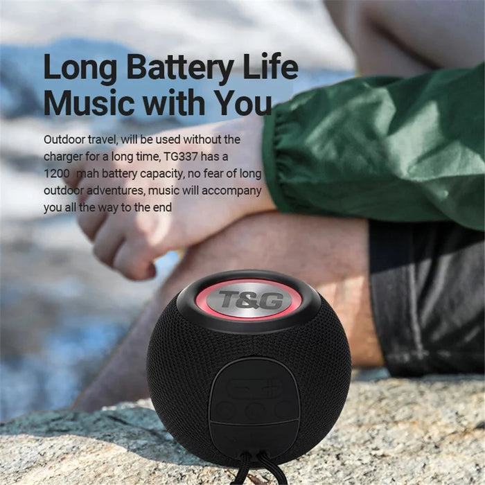 T&G TG337 Portable Speaker Wireless Bluetooth-compatible 3D Stereo Subwoofer Waterproof Outdoor Loudspeaker with Lanyard - Black - 4