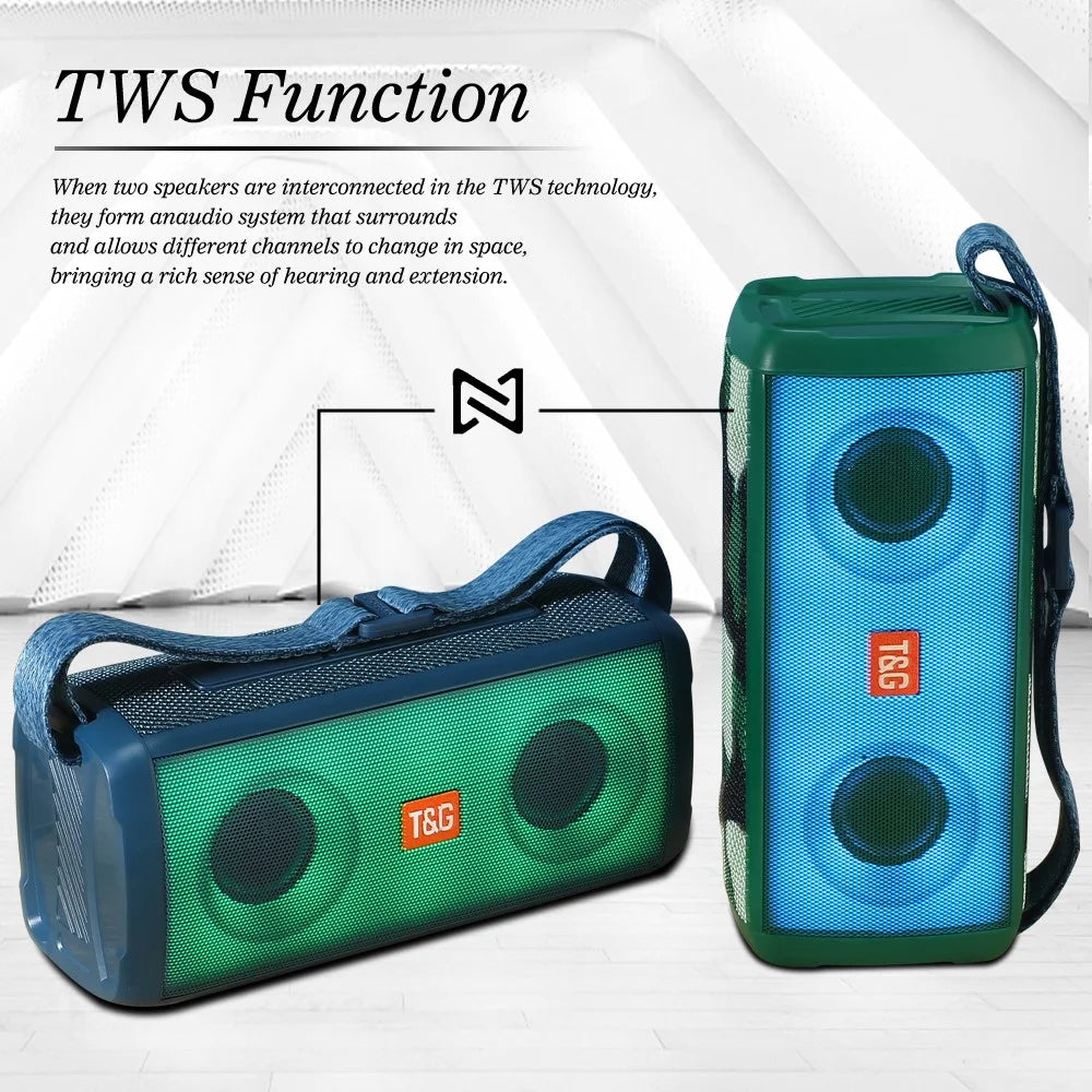 T&G TG345 Portable Rechargeable Bluetooth-compatible Speaker Outdoor Breathing Light Wireless Stereo Subwoofer - Blue - 4