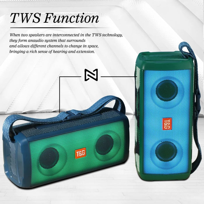 T&G TG345 Portable Rechargeable Bluetooth-compatible Speaker Outdoor Breathing Light Wireless Stereo Subwoofer - Blue - 4