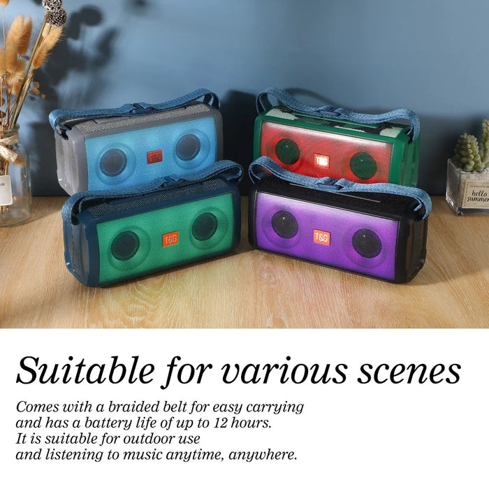 T&G TG345 Portable Rechargeable Bluetooth-compatible Speaker Outdoor Breathing Light Wireless Stereo Subwoofer - Blue - 6