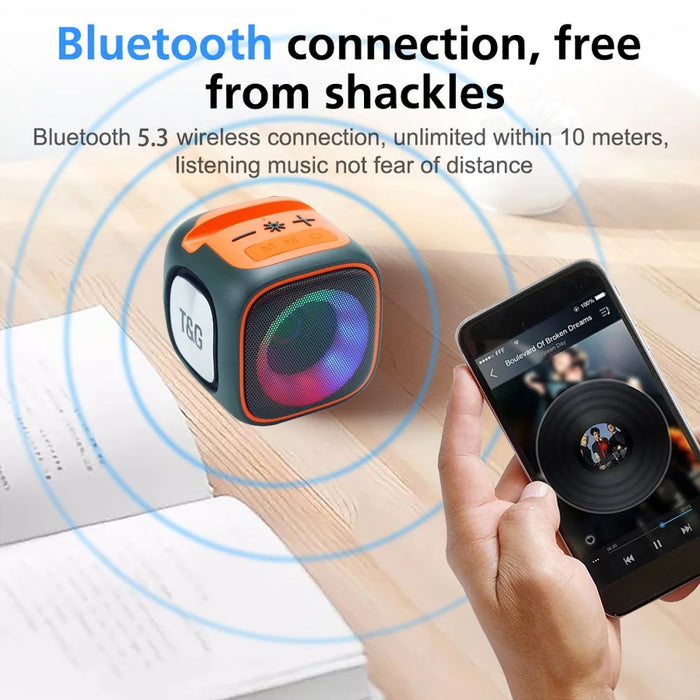 T&G TG359 Mini Rechargeable Bluetooth-compatible Speaker Portable Outdoor Wireless Stereo Subwoofer with Breathing Light - Black - 5