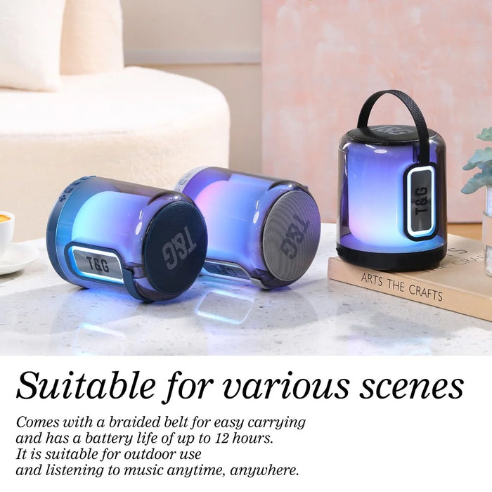 T&G TG376 RGB LED Breathing Light Rechargeable Bluetooth-compatible Speaker Portable Wireless Stereo Subwoofer - Grey - 6