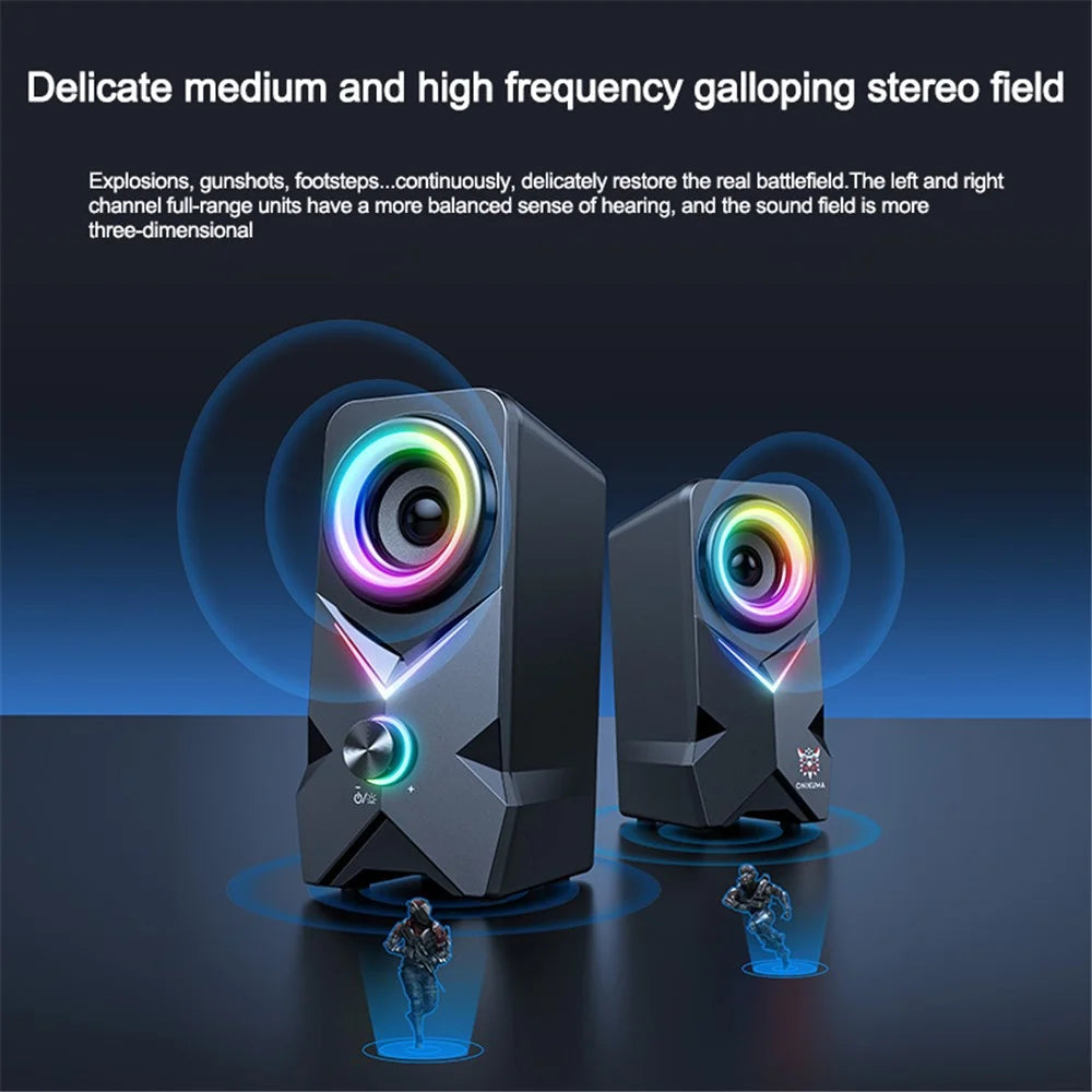 ONIKUMA L2 2Pcs / Set Wired Speaker USB RGB Colorful Light HiFi Audio Subwoofer - 4