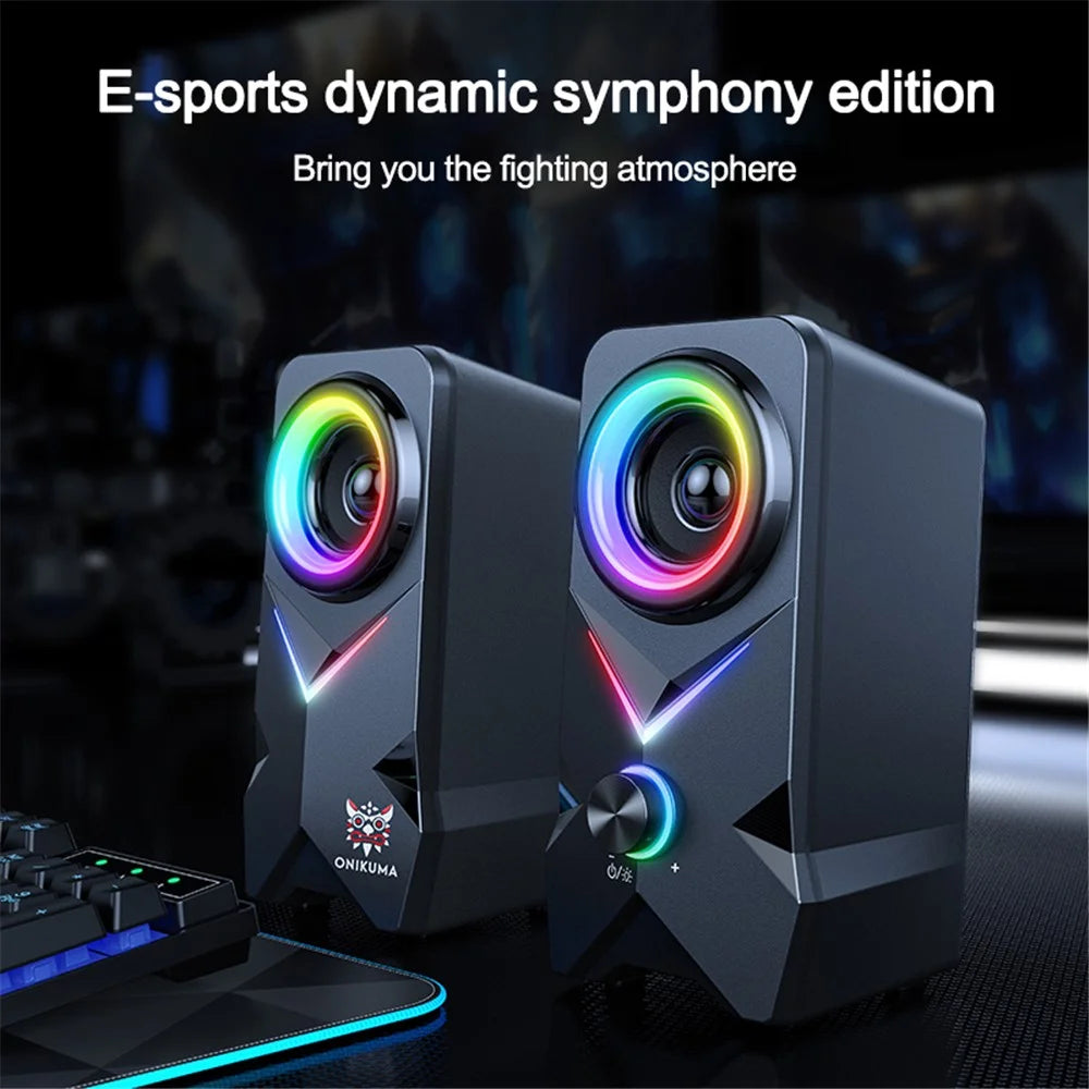 ONIKUMA L2 2Pcs / Set Wired Speaker USB RGB Colorful Light HiFi Audio Subwoofer - 7