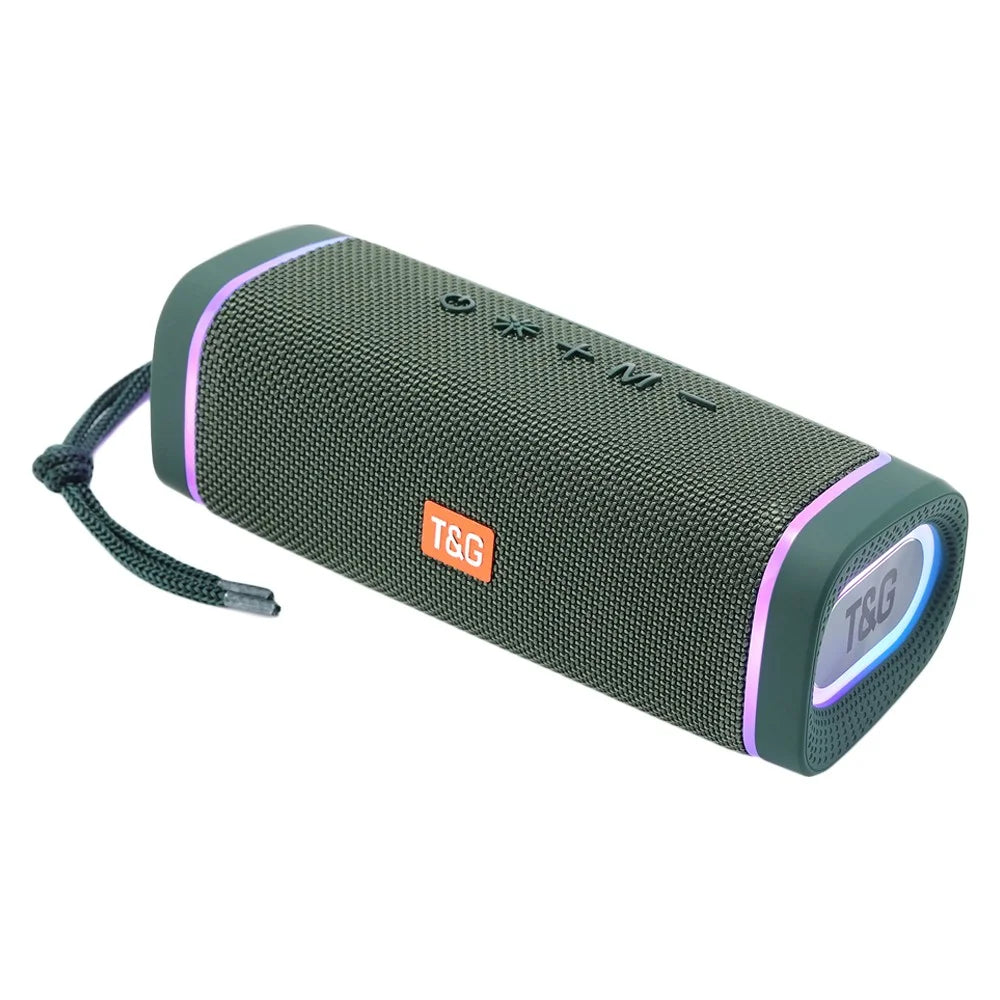 T&G TG375 Wireless Bluetooth-compatible Speaker Portable Sound Column with RGB Lighting TWS Stereo Subwoofer Boom Box - Blackish Green - 1