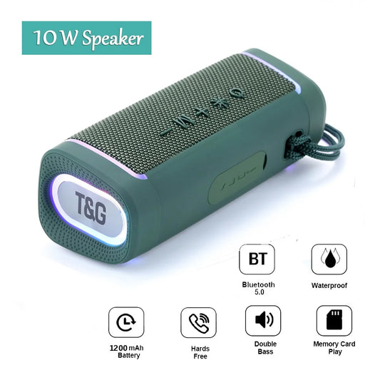 T&G TG375 Wireless Bluetooth-compatible Speaker Portable Sound Column with RGB Lighting TWS Stereo Subwoofer Boom Box - Blackish Green - 2