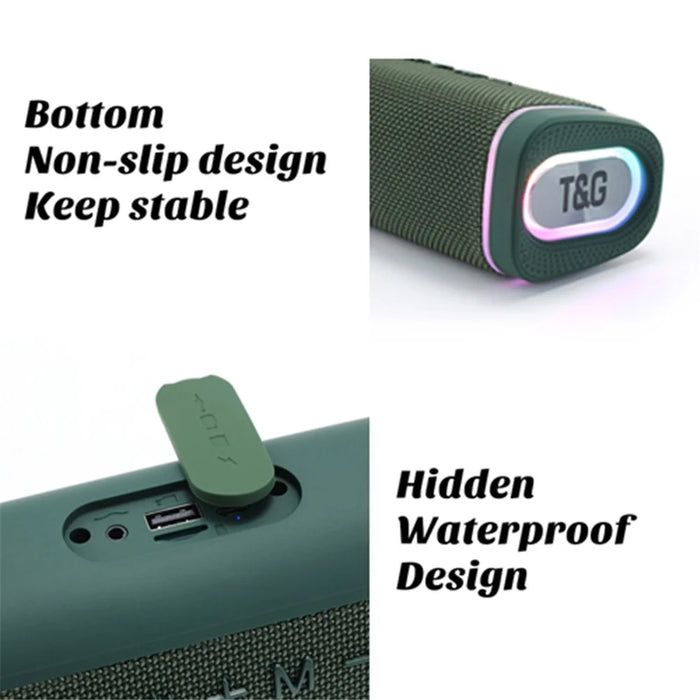 T&G TG375 Wireless Bluetooth-compatible Speaker Portable Sound Column with RGB Lighting TWS Stereo Subwoofer Boom Box - Blackish Green - 3