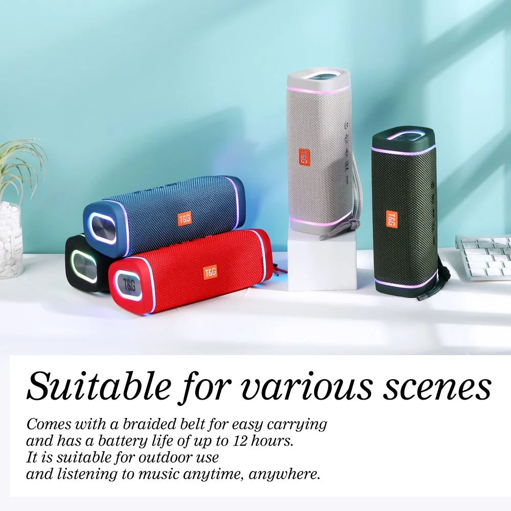 T&G TG375 Wireless Bluetooth-compatible Speaker Portable Sound Column with RGB Lighting TWS Stereo Subwoofer Boom Box - Blackish Green - 7