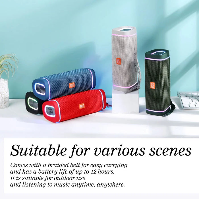 T&G TG375 Wireless Bluetooth-compatible Speaker Portable Sound Column with RGB Lighting TWS Stereo Subwoofer Boom Box - Blackish Green - 7