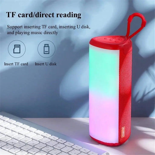 T&G TG357 Portable Wireless Bluetooth-compatible Speaker Outdoor TWS Stereo Subwoofer with RGB Light - Red - 2