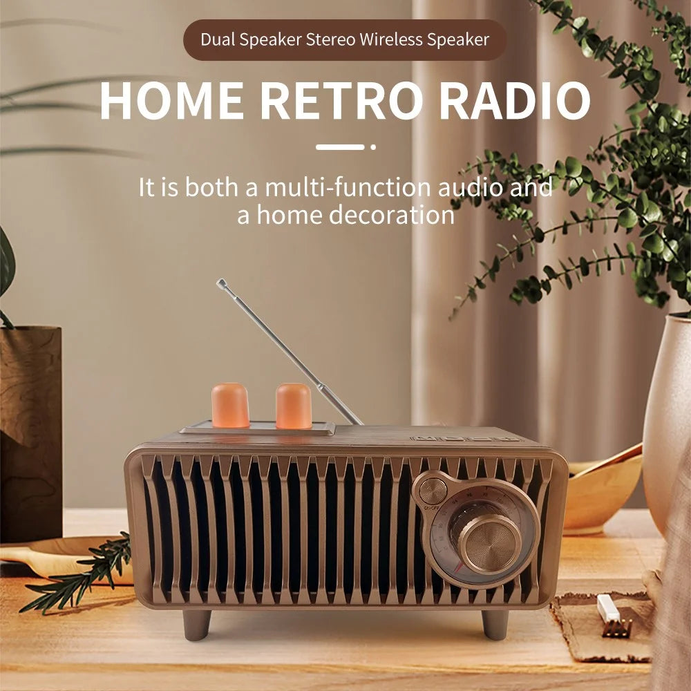 CYBORIS T7 Retro Wooden Grain Bluetooth-compatible Speaker Stereo Bass FM Radio Support FM / TF Card / AUX / TWS - 2