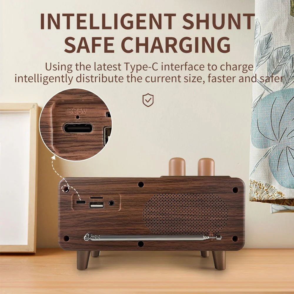 CYBORIS T7 Retro Wooden Grain Bluetooth-compatible Speaker Stereo Bass FM Radio Support FM / TF Card / AUX / TWS - 7