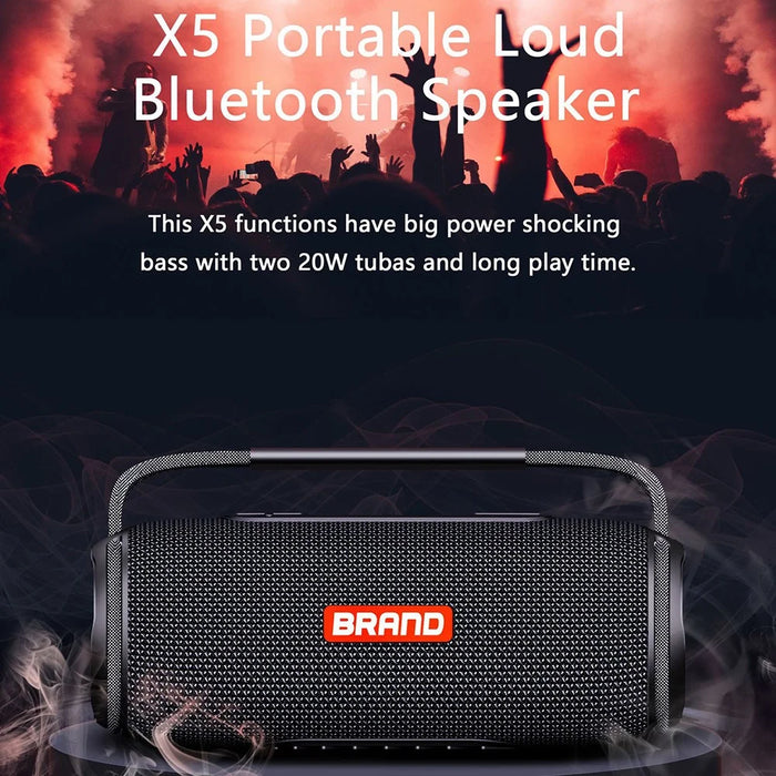 X5 Portable Rechargeable Bluetooth-compatible Speaker 40W Waterproof Outdoor TWS Wireless Stereo Subwoofer - Blue - 2
