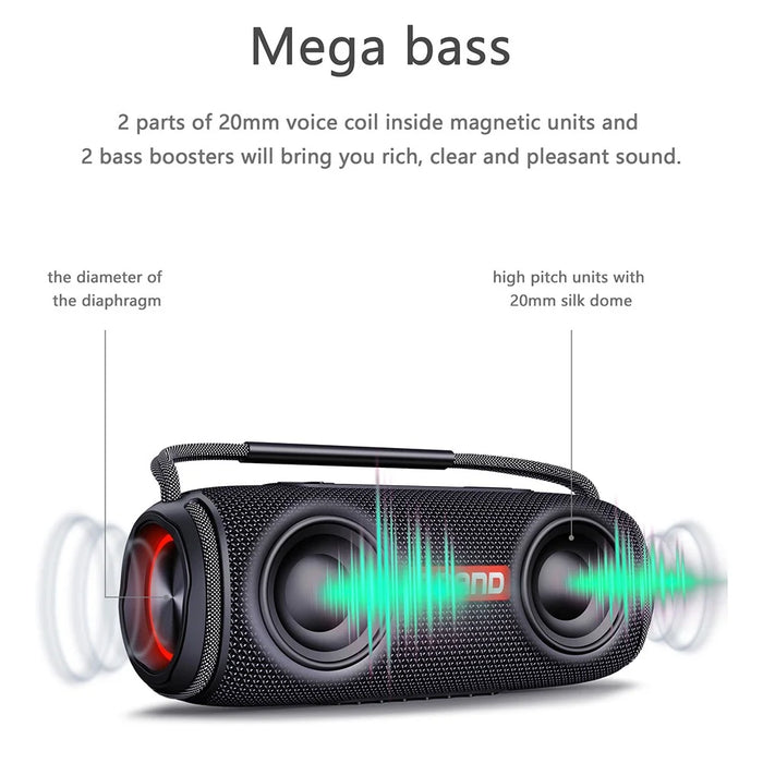 X5 Portable Rechargeable Bluetooth-compatible Speaker 40W Waterproof Outdoor TWS Wireless Stereo Subwoofer - Blue - 4