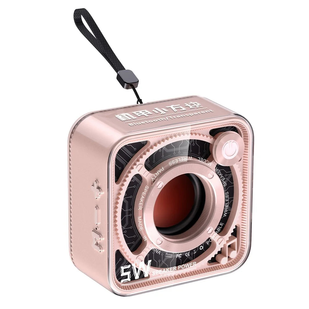 DW12 Portable Mini Bluetooth-compatible Speaker Transparent PC Wireless Subwoofer Support TF Card (CE Certified) - Pink - 1