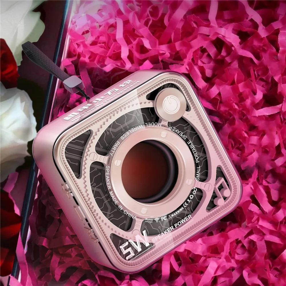 DW12 Portable Mini Bluetooth-compatible Speaker Transparent PC Wireless Subwoofer Support TF Card (CE Certified) - Pink - 4