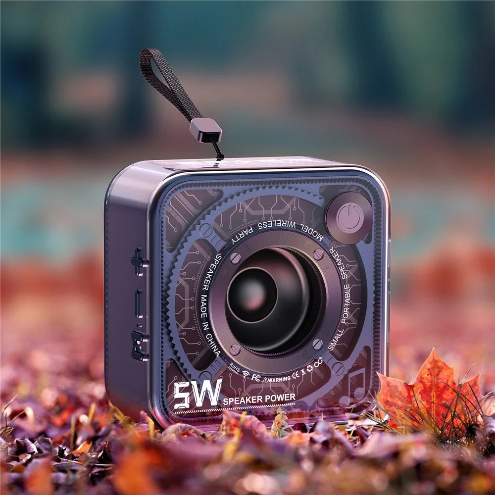 DW12 Portable Mini Bluetooth-compatible Speaker Transparent PC Wireless Subwoofer Support TF Card (CE Certified) - Pink - 5