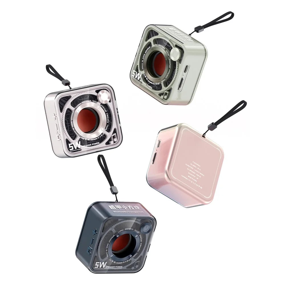 DW12 Portable Mini Bluetooth-compatible Speaker Transparent PC Wireless Subwoofer Support TF Card (CE Certified) - Pink - 6