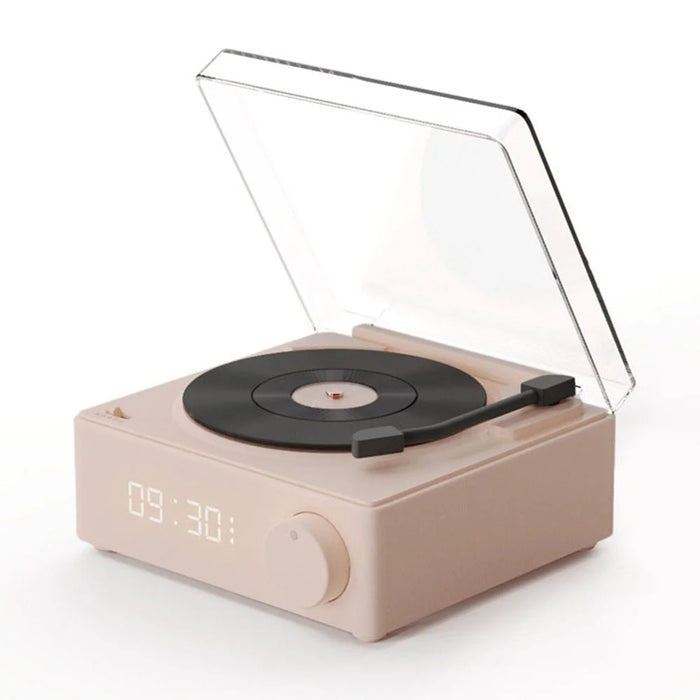 X11 Clock Vinyl Record Player Turntable Player Stereo Sound Retro Bluetooth-compatible Speaker - Pink - 1