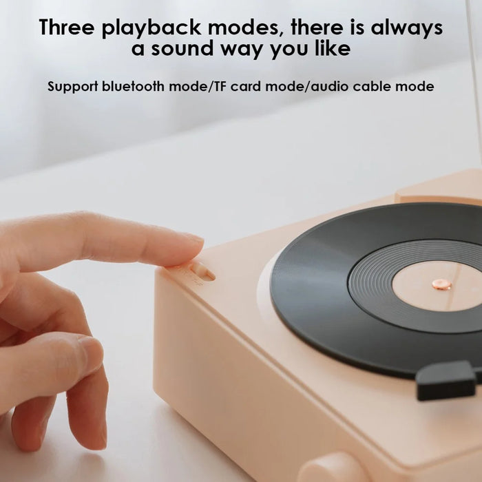 X11 Clock Vinyl Record Player Turntable Player Stereo Sound Retro Bluetooth-compatible Speaker - Pink - 4