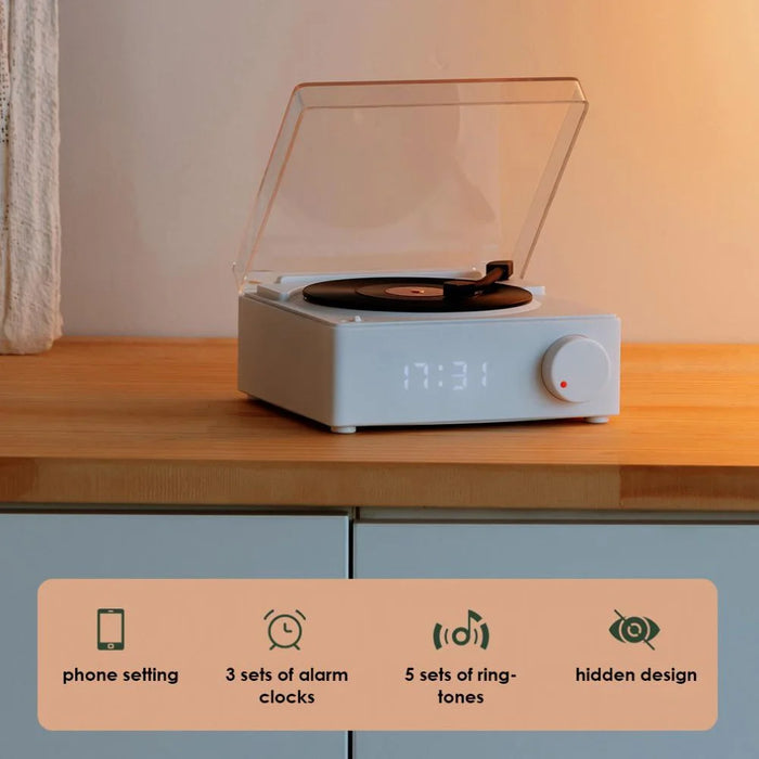 X11 Clock Vinyl Record Player Turntable Player Stereo Sound Retro Bluetooth-compatible Speaker - Pink - 5
