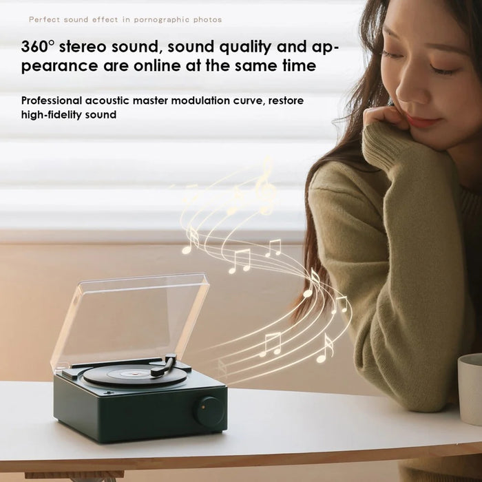 X11 Clock Vinyl Record Player Turntable Player Stereo Sound Retro Bluetooth-compatible Speaker - Pink - 7
