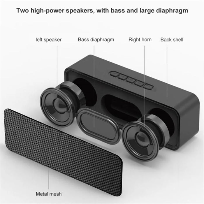 Outdoor Multi-Function Bluetooth-compatible Speaker TWS FM Radio Loudspeaker Support TF Card U-Disk AUX - Black - 4