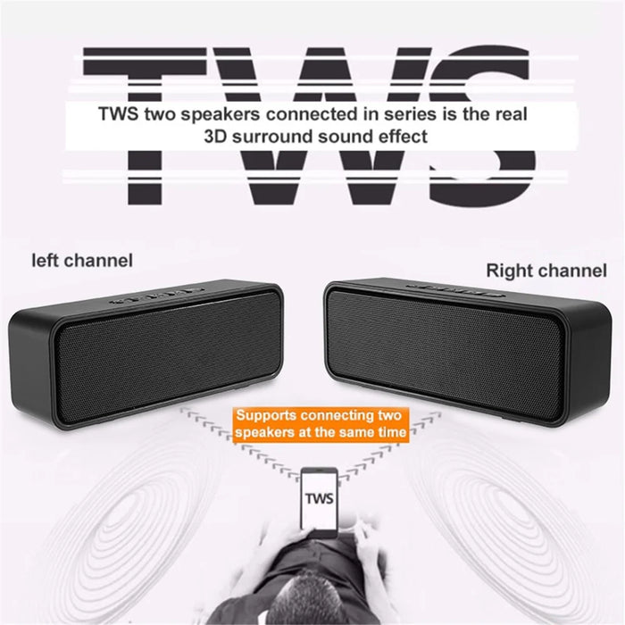 Outdoor Multi-Function Bluetooth-compatible Speaker TWS FM Radio Loudspeaker Support TF Card U-Disk AUX - Black - 6