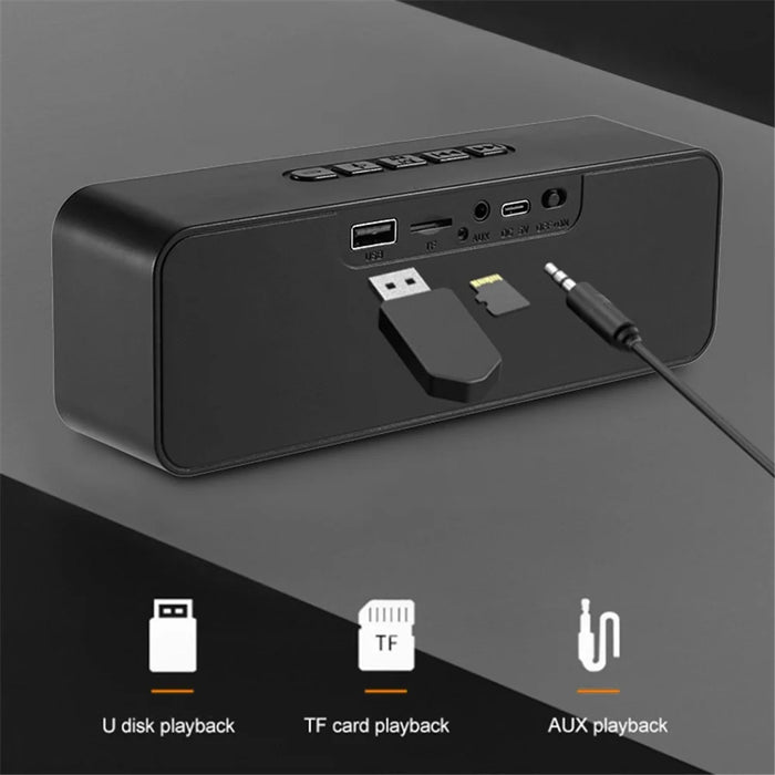 Outdoor Multi-Function Bluetooth-compatible Speaker TWS FM Radio Loudspeaker Support TF Card U-Disk AUX - Black - 7