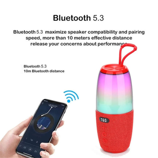 T&G TG644 5W TWS Portable Bluetooth-compatible 5.3 Music Speaker RGB Light Wireless Stereo Subwoofer - Red - 2
