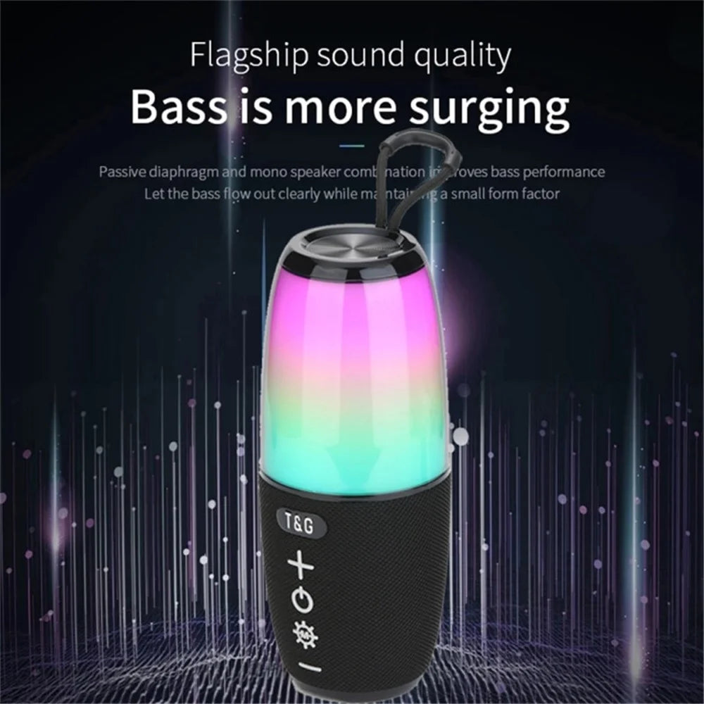 T&G TG644 5W TWS Portable Bluetooth-compatible 5.3 Music Speaker RGB Light Wireless Stereo Subwoofer - Red - 5