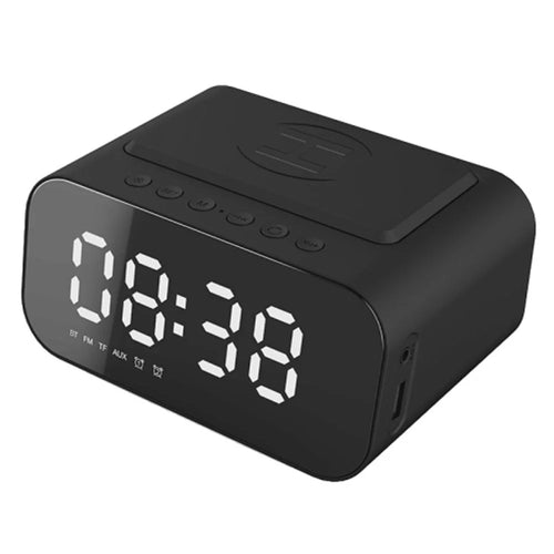BT510 Rechargeable Bluetooth-compatible Speaker Music Loudspeaker LED Digital Alarm Clock Phone Wireless Charger - Black - 1