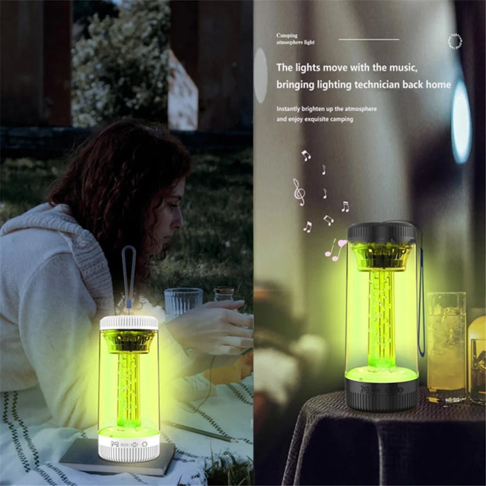 Z15 Outdoor Wireless Bluetooth-compatible Speaker Colorful Light Effect Portable Speaker Support FM, TF Card / USB Flash - Black - 7