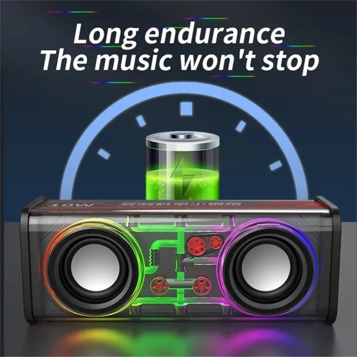V8 Transparent Mecha Music Speaker Bluetooth-compatible 5.0 Wireless Subwoofer with RGB Light - Black - 2