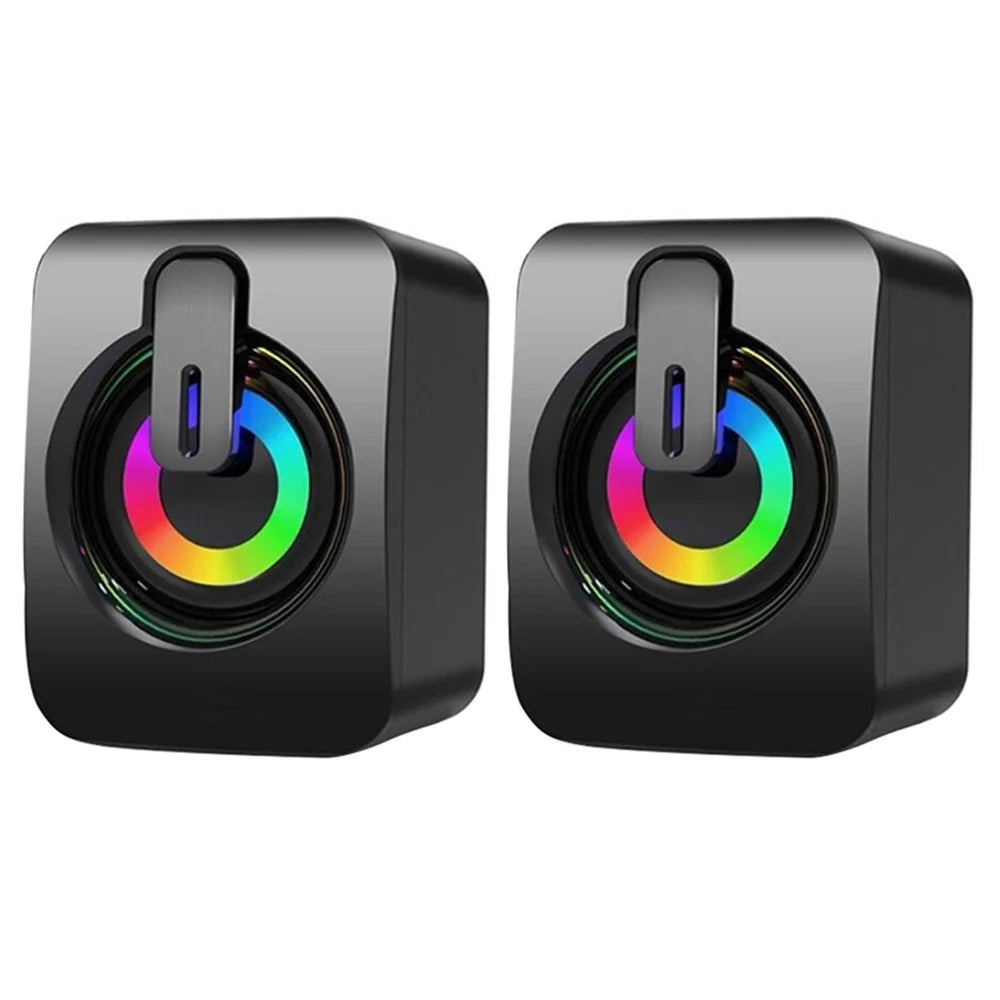2PCS A2 Mini USB Wired Desktop Speaker Computer Laptop Volume Adjustable Subwoofer with Colorful Light - 1