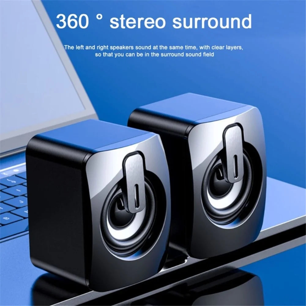 2PCS A2 Mini USB Wired Desktop Speaker Computer Laptop Volume Adjustable Subwoofer with Colorful Light - 3