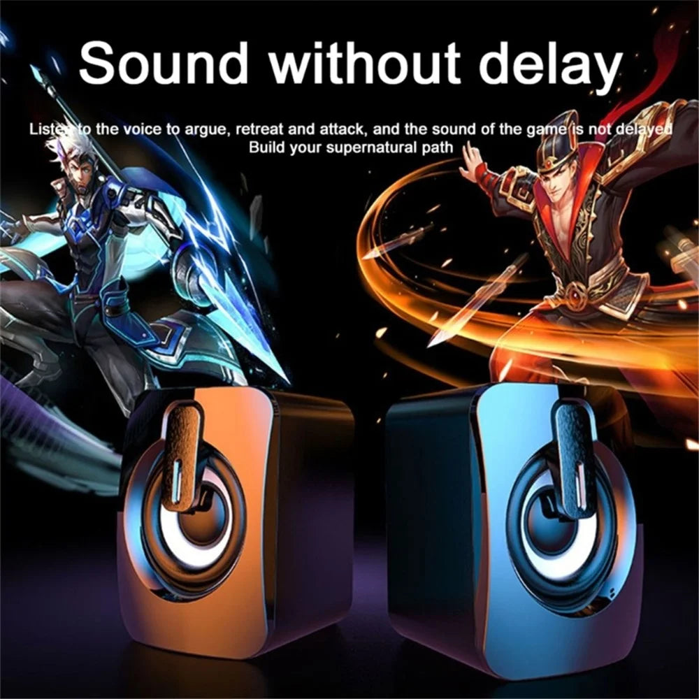2PCS A2 Mini USB Wired Desktop Speaker Computer Laptop Volume Adjustable Subwoofer with Colorful Light - 6