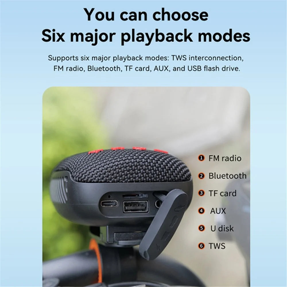 T&G TG-392 Portable Wireless Speaker IPX5 Waterproof Outdoor Bike TWS Bluetooth-compatible Speaker - Black - 5