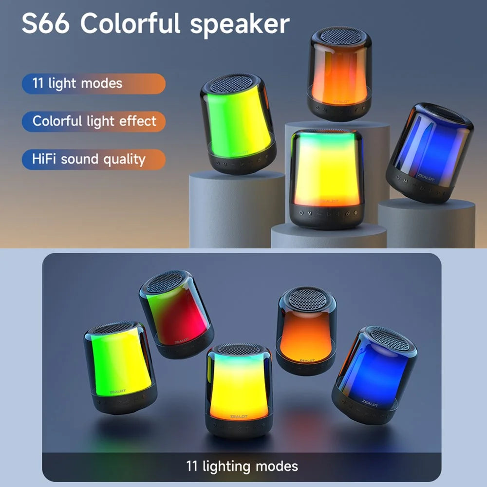 ZEALOT S66 Bluetooth-compatible 5.2 Wireless Speaker RGB Colorful Light HiFi Stereo Subwoofer - 2