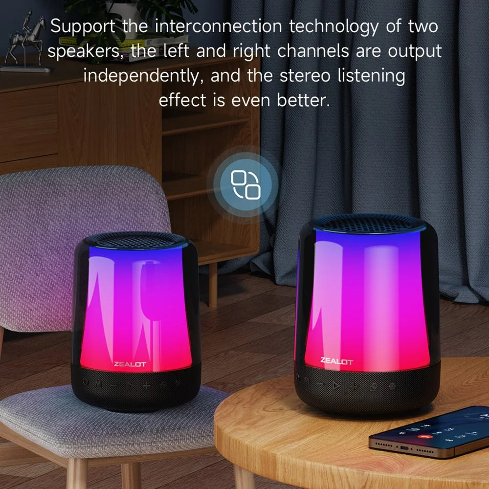 ZEALOT S66 Bluetooth-compatible 5.2 Wireless Speaker RGB Colorful Light HiFi Stereo Subwoofer - 4