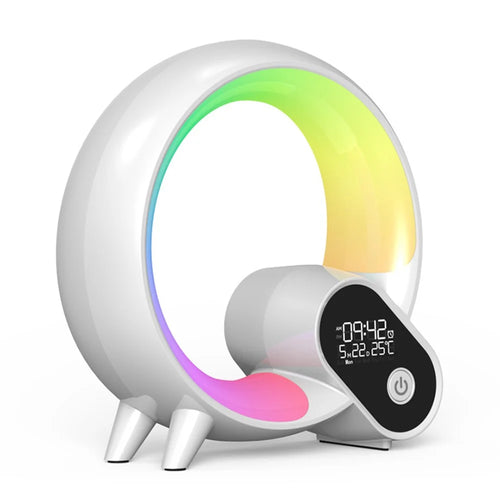 RGBW Atmosphere Light APP Remote Control Bluetooth-compatible Speaker Digital Alarm Clock White Noise Music Player - White - 1