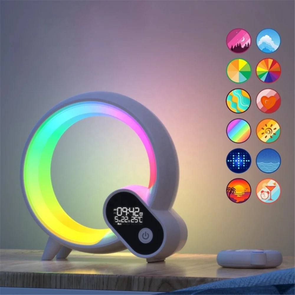 RGBW Atmosphere Light APP Remote Control Bluetooth-compatible Speaker Digital Alarm Clock White Noise Music Player - White - 2